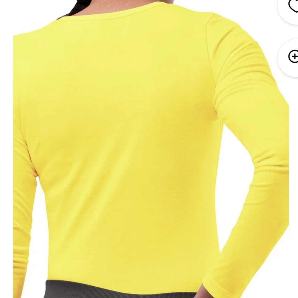 Sivvan Under-Scrub Long Sleeve Lemon Yellow T Shirt Cotton Poly Blend Like NEW - Picture 6 of 6